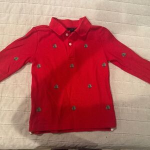 Janie and Jack Christmas Tree Collared Long Sleeve